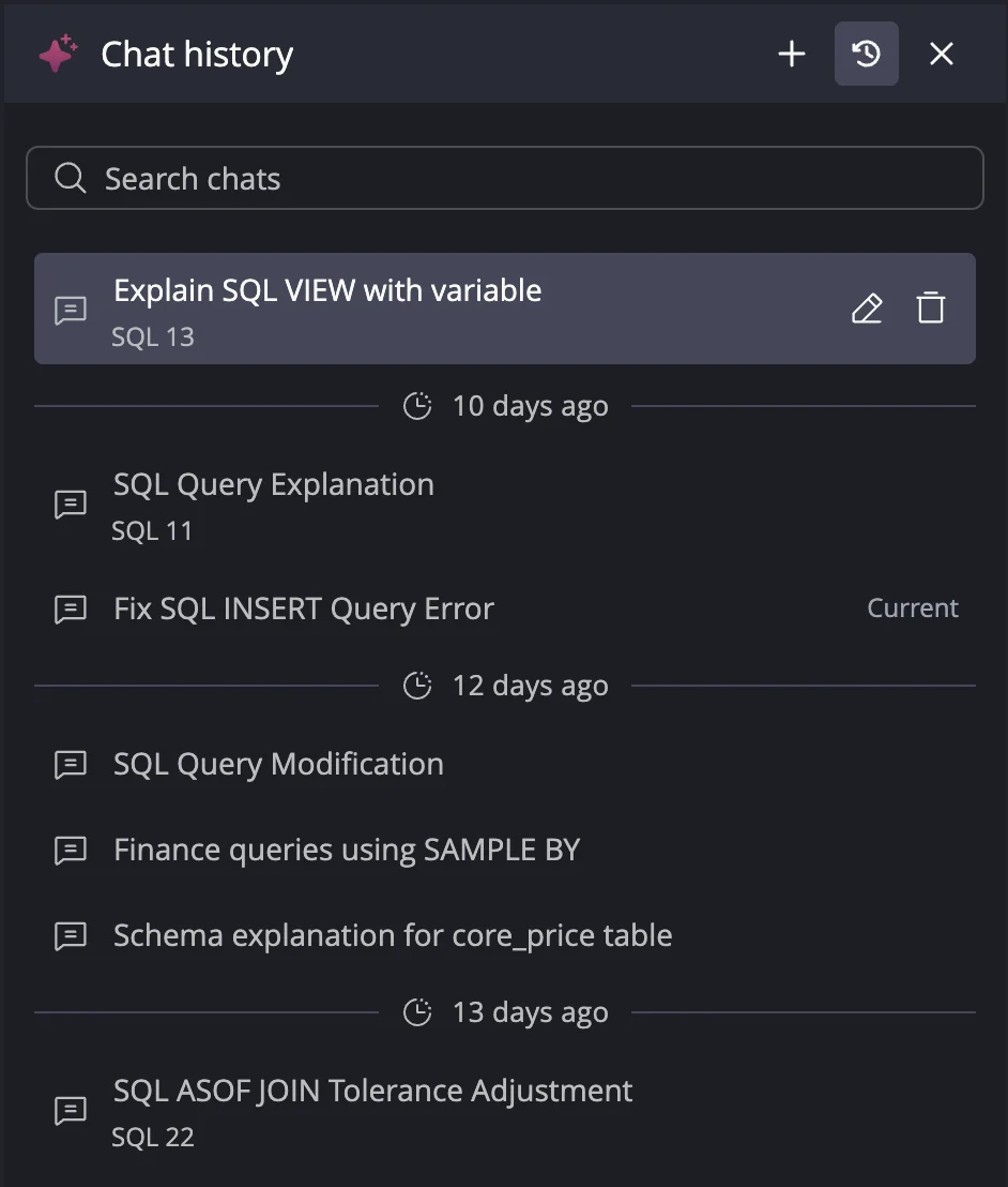 Chat history view